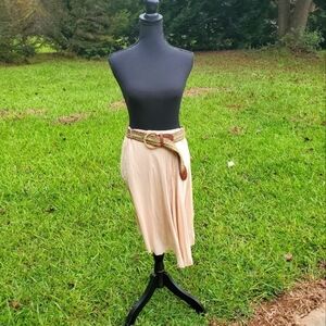 𝅺Cream midi skirt with colorful belt NWT small